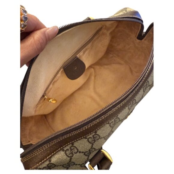 Vintage Gucci Monogram Boston Bag | Web Stripe | Dustbag Included - Picture 6 of 7